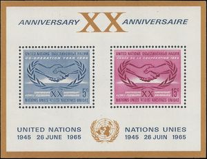 UN New York # 145 1973 Mint NH Souvenir Sheet of 2