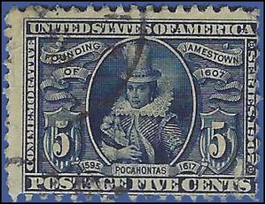 # 330 Jamestown Exposition Pocahontas 1907 Used