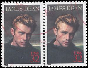 #3082 32c Legends of Hollywood James Dean 1996 Used Attached Pair