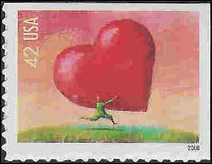 #4270 42c Love Issue Man Carrying Heart Booklet Single 2008 Mint NH