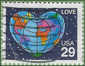 #2535 29c Love Issue - Heart Shaped Globe 1991 Used