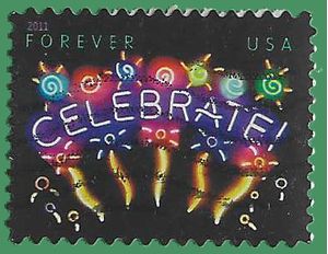 #4502 (44c Forever)  Neon Celebrate! 2011 Used