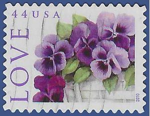 #4450 44c Love Issue Pansies in a Basket 2010 Used