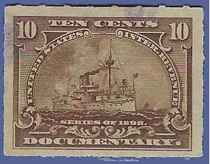 Scott R168 10c Documentary - Battleship 1898 Used