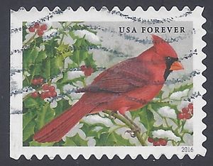 #5128 (47c Forever) Songbirds Northern Cardinal 2016 Used