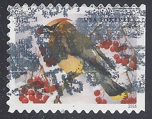 #5127 (47c Forever) Songbirds Cedar Waxwing 2016 Used