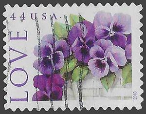 #4450 44c Love Issue Pansies in a Basket 2010 Used