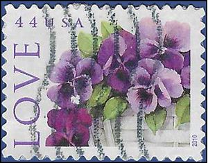 #4450 44c Love Issue Pansies in a Basket 2010 Used