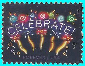 #5019 (49c Forever) Neon Celebrate! 2015 Used