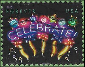 #4502 (44c Forever)  Neon Celebrate! 2011 Used