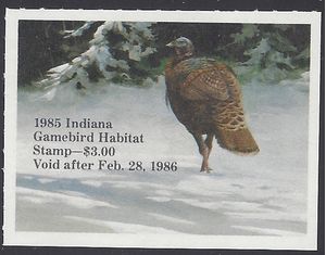 Indiana INH- 6 $3.00 Wild Turkey in the Snow 1985 Mint NH