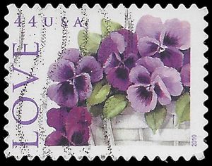 #4450 44c Love Issue Pansies in a Basket 2010 Used