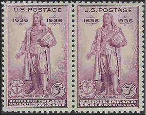 # 777 3c Rhode Island Tercentenary 1936 Mint NH Attached Pair