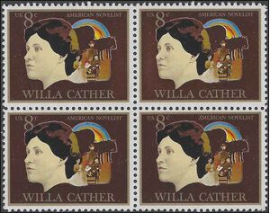 #1487 8c American Arts Willa Cather Block/4 1973 Mint NH