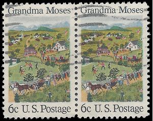 #1370 6c American Folklore Grandma Moses 1969 Used Attached Pair
