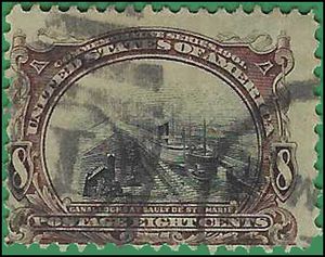 # 298 8c Pan-American Expo.Canal Locks at Sault Ste. Marie 1901 Used