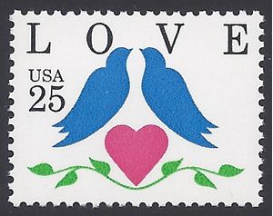 #2440 25c Love Birds and Heart 1990 Mint NH