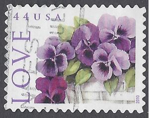 #4450 44c Love Issue Pansies in a Basket 2010 Used