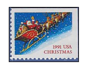#2585 29c Christmas Santa Claus Booklet Single 1991 Mint NH