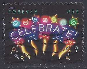#4502 (44c Forever)  Neon Celebrate! 2011 Used