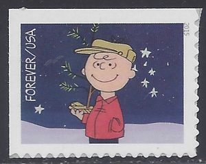 #5021 (49c Forever) Charlie Brown Holding Christmas Tree Booklet Single 2015 Mint NH