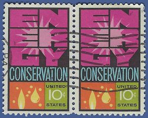 #1547 10c Energy Conservation 1974 Used Attached Pair