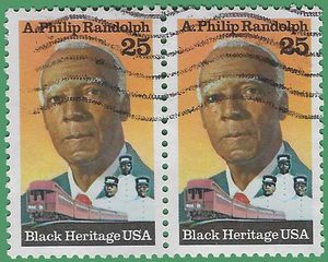 #2402 25c Black Heritage A. Philip Randolph 1989 Used Pair