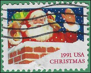 #2579 29c Christmas Santa Claus 1991 Used