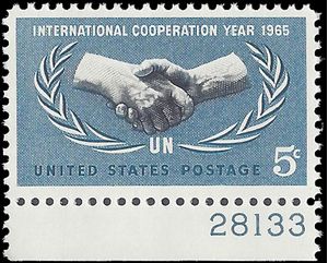 #1266 5c International Cooperation Year P# 1965 Mint NH