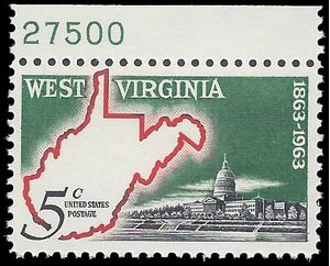 #1232 5c West Virginia Statehood P# 1963 Mint NH