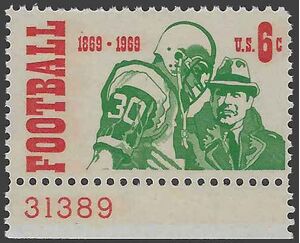 #1382 6c Intercollegiate Football P# 1969 Mint NH