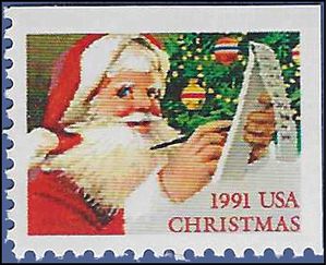 #2582 29c Christmas Santa Claus Booklet Single 1991 Mint NH