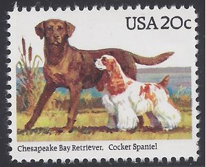 #2099 20c Dogs Chesapeake Bay Retriever, Cocker Spaniel 1984 Mint NH