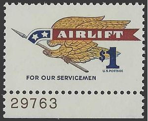 #1341 $1.00 Airlift Issue P# 1968 Mint NH
