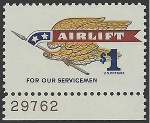 #1341 $1.00 Airlift Issue P# 1968 Mint NH