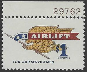 #1341 $1.00 Airlift Issue P# 1968 Mint NH