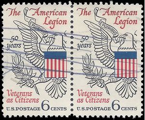 #1369 6c 50th Anniversary American Legion 1969 Used Pair