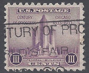 # 729 3c Century of Progress:Federal Building 1933 Used