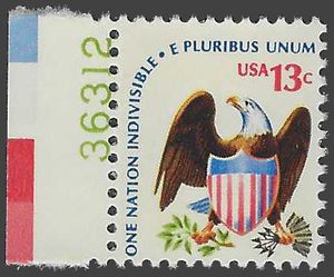 #1596 13c Americana Issue  Eagle and Shield 1975 Mint NH