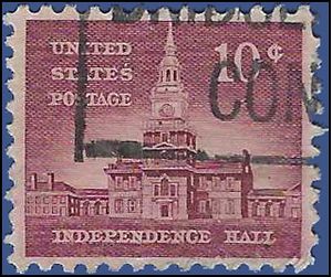 #1044 10c Liberty Issue - Independence Hall 1956 Used