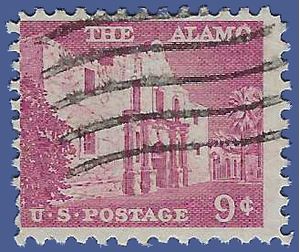 #1043 9c Liberty Issue The Alamo 1956 Used