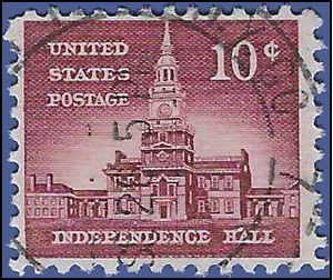 #1044 10c Liberty Issue - Independence Hall 1956 Used