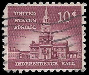 #1044 10c Liberty Issue - Independence Hall 1956 Used