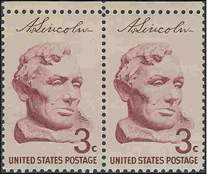 #1114 3c Lincoln Sesquicentennial 1959 Mint NH Attached Pair