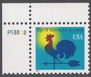 #3257 1c Weather Vane H Rate Make Up P# 1998 Mint NH