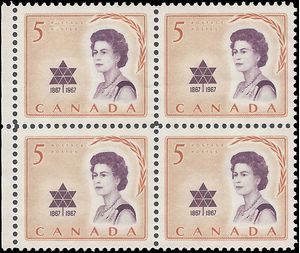 Canada # 471 1967 Used Block of 4