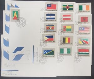 UN Geneva #374-389 1982 Flag Series FDC Official Geneva Cachet Cpl Set of 16