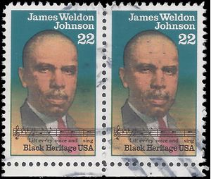 #2371 22c Black Heritage James Weldon Johnson 1988 Used Attached Pair