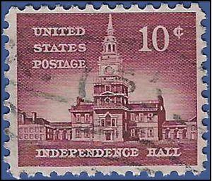 #1044 10c Liberty Issue - Independence Hall 1956 Used