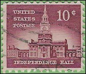 #1044 10c Liberty Issue - Independence Hall 1956 Used